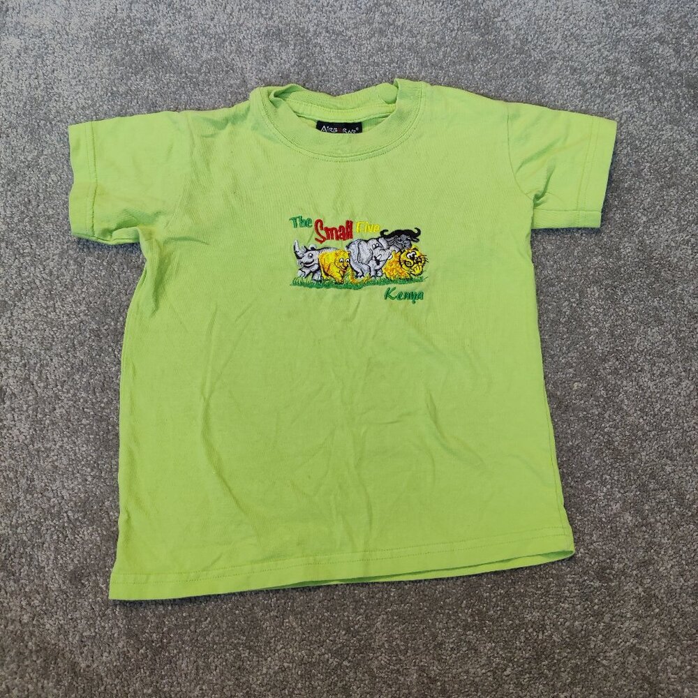 Airborne Kids Tee Size 4 Years Green Animals Embroidery Summer The Small Five